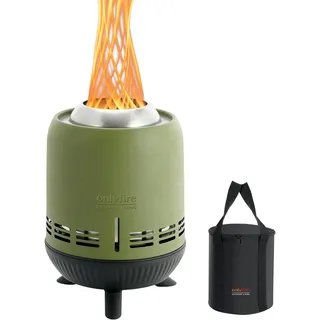 onlyfire Tischkamin Tischfeuer für Indoor und Outdoor, Mini Raucharmer Feuerschale mit Tragetasche für Garten Balkon, für Holz & Pellets, Tragbarer, Edelstahl, 15x24cm, Grün