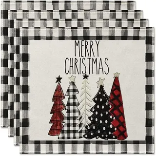 KikoSpark 4 Stück Weihnachtsbäume, Schnee, Rosa, Weihnachts-Tischsets, Winter-Tischsets für Küche, Esszimmer, Dekoration N