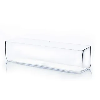 WGV Rechteckige Block-Glasvase, Breite 10,2 cm, Länge 40,6 cm, Höhe 10,2 cm, transparenter Langer Blumen-Behälter, Kerzenhalter für Zuhause, Büro, Hochzeitsdekoration, 1 Stück