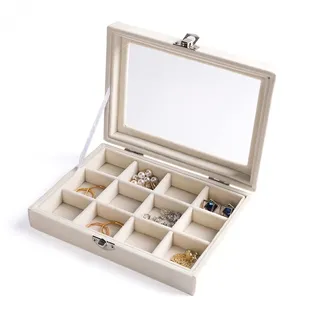 Frebeauty Kleiner Ohrring Organizer mit 12 Fächern, Samt Schmuckkästchen | Schmucktablett Mit Deckel, Verstellbare Trennwände, Samtfutter, Ohrring Organizer, Schubladeneinsatz, Geschenk Für Frauen