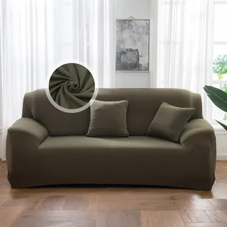 VanderHOME Sofa Überzug 3 Sitzer, Einfarbiger Stretch Sofahusse, Sofaschoner rutschfest, Couch Bezug Schutz Katze, Maschinenwaschbarer Couchschoner (3 Sitzer, Armeegrün)