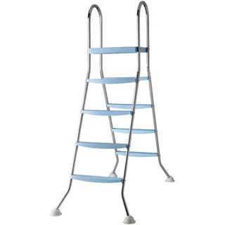 Poolleiter GRE "für Aufstellpools" Leitern Gr. B/H/L: 8 cm x 142 cm x 45 cm, blau (aluminiumfarben, blau) Poolleitern Edelstahl, 2x4 Stufen