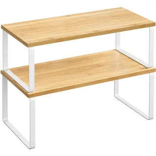 Songmics Küchen-Organizer, 2er Set erweiterbar wolkenweiß-naturbeige