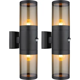 GLOBO Außenleuchte Edelstahl 10,2x42 cm 2er Set schwarz