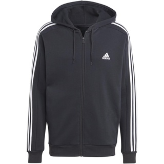 Adidas Herren Essentials Fleece 3-Streifen Full Zip Trainingsjacke mit Kapuze, Schwarz, XXL