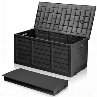 HOBBYZOO Faltbarer Gartenbox, 284L Fassungsvermögen mit Griffen und Rädern - Wasserfest und UV-beständig, Auflagenbox geeignet für Terrassen, Balkone, Wohnzimmer und Wintergärten (284L Schwarz)