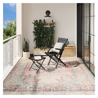 Teppich Teppich ARBIZU Indoor und Outdoor Vintage-Design 240x340 cm, vidaXL, Rechteckig rosa Rechteckig - 340 cm x 240 cm