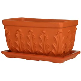 Spang Pflanzkübel Pflanzkasten Blattmotiv natur 39,4 x 18,3 x 17,3 cm terracotta