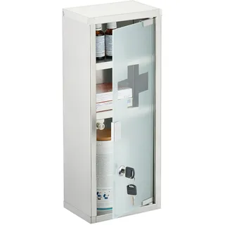Relaxdays Medizinschrank Edelstahl Silber,Transparent