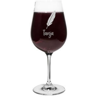 printplanet® Rotweinglas mit Namen Tanja graviert - Leonardo® Weinglas mit Gravur - Design Feder