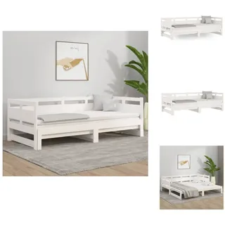 vidaXL Tagesbett Ausziehbar Weiß Massivholz Kiefer 2x(80x200) cm - Betten & Bettgestelle - Weiß