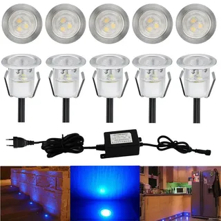 Einbauleuchte LED 12 V 30 mm Wasserdicht für Garten Patio Terrasse Treppe Deckenleuchte, blau 0.60 wattsW, 12.00 voltsV