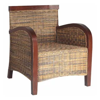 vidaXL Sessel Junette Rattan 69 x 79 x 81,6 cm Braun mit Kissen und Rollen