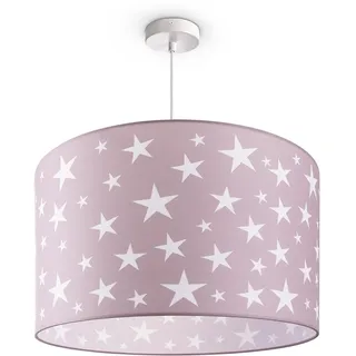 Paco Home Pendelleuchte Baby Lampenschirm Stoff Rund Wolken Himmel Sterne Kinderlampe E27