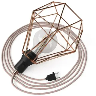Creative Cables Schlangen-tischlampe-steckerlampe Mit Diamantkäfigschirm Und Zweipoligem Stecker - Copper - One Size