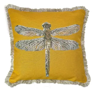 Kissen mit Fransen Yela 45x45cm gelb Libelle