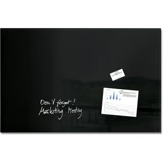 SIGEL Premium Glas-Whiteboard 100x65 cm schwarz hochglänzend | GL140, Artverum, SGS geprüft, einfache Montage, incl. 3 starke Magnete, Glas-Magnettafel für Büro & Schule