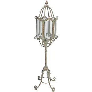 Frank Flechtwaren Standlaterne Shabby-Grey, Metall, Glas Maße: Ø 36 x 112 cm, einfache Selbstmontage, passend für Kerzen max. Ø 6 cm, ohne Kerzen, außergewöhnliches Dekoelement