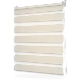 Lichtblick Duo Rollo ohne Bohren Blickdicht Natur 45 cm x 130 cm (B x L)