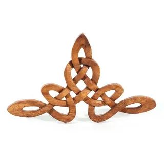 HOPLO Wanddekoobjekt Holzbild Wandschmuck Keltische Harmonie Holz Knoten Dreieck Wanddekoob braun