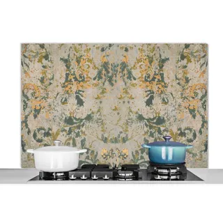 MuchoWow Küchenrückwand Marmor - Gold - Türkis - Vintage - Marmoroptik/print, (1-tlg), Spritzschutz Herd Wand, Küchen Deko, 120x80 cm bunt 120 cm x 80 cm