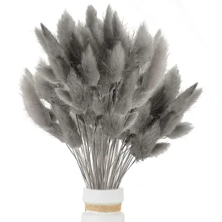 120 Stück Getrocknetes Pampasgras, Lagurus Getrocknet, Natürlicher Blumenstrauß, Trockenblumen Bodenvase, Künstlich Groß Deko