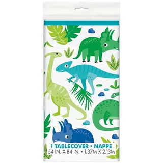 Unique Kunststoff-Tischdecke 2,13 m x 1,37 m Blaue/Grüne Dinosaurier