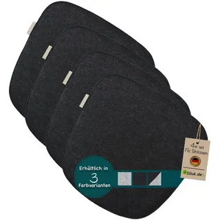 SILUK gemütliches Sitzkissen aus Filz 40cm x 40 cm - Komfortable Waschbare - 4er Set Grau I Schwarz für Bank Stuhl Stuhlkissen (Quadrat - Anthrazit)