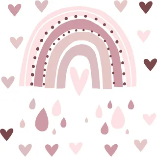 Pandawal Wandtattoo Regenbogen deko Kinderzimmer Mädchen Junge Wandaufkleber für Kinder I Babyzimmer Wandsticker (S, Altrosa)