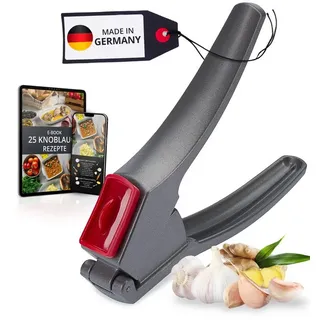 Thiru Knoblauchpresse Ideal für Ingwer, Zwiebeln & Kapern - Kein Schälen notwendig silberfarben