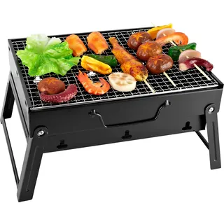 Sunjas Holzkohlegrill Reisegrill Minigrill Tischgrill Campinggrill weiß