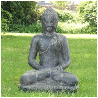 Oriental Galerie Dekofigur Buddha Figur sitzed Garten Steinfigur Meditation 60 cm (1 St) grau