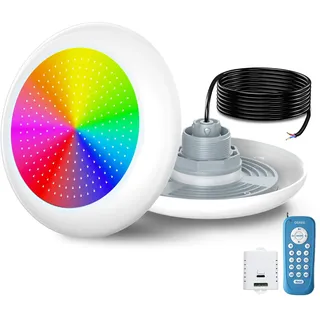 OSREE LED Poolbeleuchtung mit 2" Außengewinde, 25W Harz Gefüllt RGB Mehrfarbig Poolscheinwerfer mit Fernbedienung, 1000lm, Ø242mm, 12V AC Unterwasserscheinwerfer für Aufstellbecken Stahlwandpool