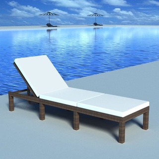 Luxus- Sonnenliege Ergonomisch|Gartenliege Relaxliege|Liegestuhl,Freizeitliege mit Auflage Poly Rattan Braun🌴4413