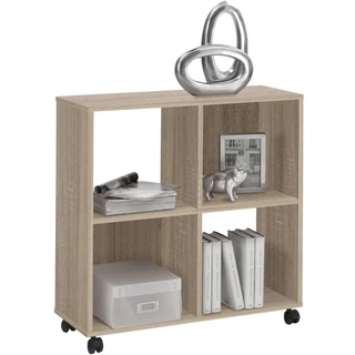 FMD Möbel, 290-001 E Sprint Büroregal Bücherregal auf Rollen ideal für A4 Ordner, Eiche, Maße 72.0 x 77.0 x 33.0 cm (BHT)