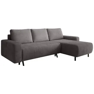 M-Punkt24 Ecksofa Rimini, Polsterecke, Wohnlandschaft, Polstergarnitur, Elektrische Sitztiefenverstellung, Bettfunktion, Bigsofa, Ottomane Rechts grau