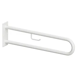 Brillantbad BELP Stützgriff in U-Form mit Toilettenpapierhalter Eisen Weiß 100x250x829 mm, 120 kg Traglast für Bad & WC >> zum Bohren