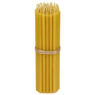 NKlaus Standkerzenhalter 50x Stabkerzen Gold Tropffrei Rußfrei dünn L 16cm Premium Paraffinwach gelb