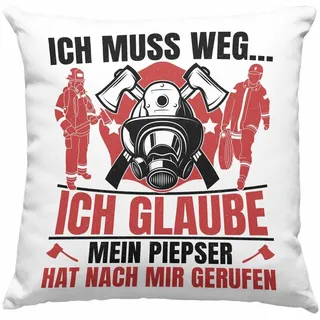 Trendation Dekokissen Trendation - Feuerwehr Spruch Geschenk Kissen Feuerwehrmann Geschenkid grau
