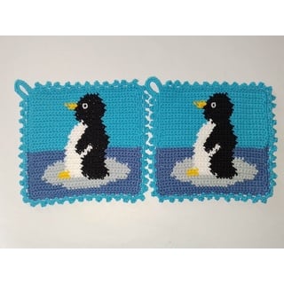 1 Paar Topflappen Pinguin, gehäkelt Handarbeit Tier Tiere Pinguine