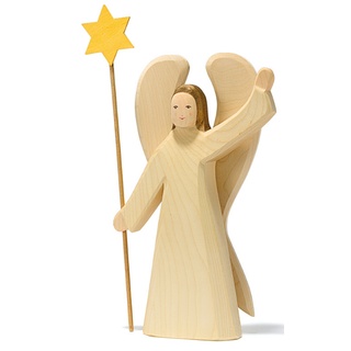 OSTHEIMER 4300 Engel mit Stern groß aus Holz Höhe 32cm inkl. Stern 39cm Jahresfeste Engel Weihnachtsengel