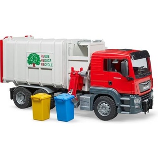 Bruder MAN TGS Seitenlader Müll LKW - Rot - Silber - Müllwagen-Modell - Acrylnit