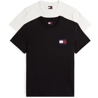 Tommy Hilfiger Tommy Jeans T-Shirt TJM SLIM 2PACK ESS FLAG TEE (2-tlg) schwarz L (50)