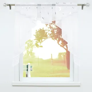 SCHOAL Scheibengardinen Küche Bistrogardinen Voile Transparente Kurzgardinen Kleinfenster Gardinen Schmetterling Muster 1 Stück BxH 120x145cm