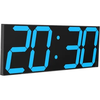 CHKOSDA Digitale LED-Wanduhr, übergroße Wanduhr mit 15,2 cm Zahlen, Fernbedienung, Countdown-Timer, automatischer Dimmer, großer Kalender und Thermometer (Eisblau)