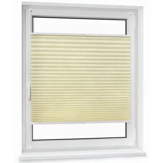 jalousiescout Plissee Pure Plissee Basic, 80 x 200 cm, creme, halbtransparent, ohne Bohren, klemmen, Klemmfix, halbtransparent, Polyester-Stoff ohne Bohren beige 80 cm x 200 cm