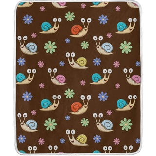 PUXUQU Niedliche Schnecken Blume Decke Kuscheldecke, Warme, Gemütliche, Weiche Decke für Kinder, Jungen, Mädchen, Bettcouch (125 x 150 cm)