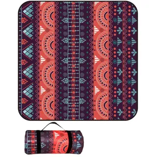 Treer Picknickdecke Wasserdicht isoliert Campingdecke Stranddecke Böhmischer Stil Faltbar Klein Groß Picknickmatte, für Outdoor Strand Camping Wandern Ausflüge (150x150 cm,Stil 5)