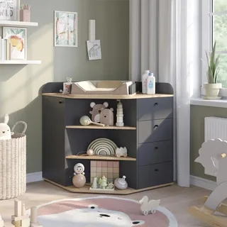 Vicco Wickelkommode Aria, 85 x 90 cm mit Regalen und 4 Schubladen,