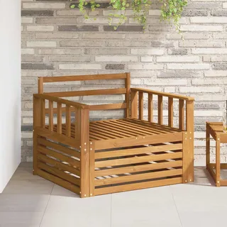 vidaXL Sofa 2 Stück mit Armlehnen Akazie beige